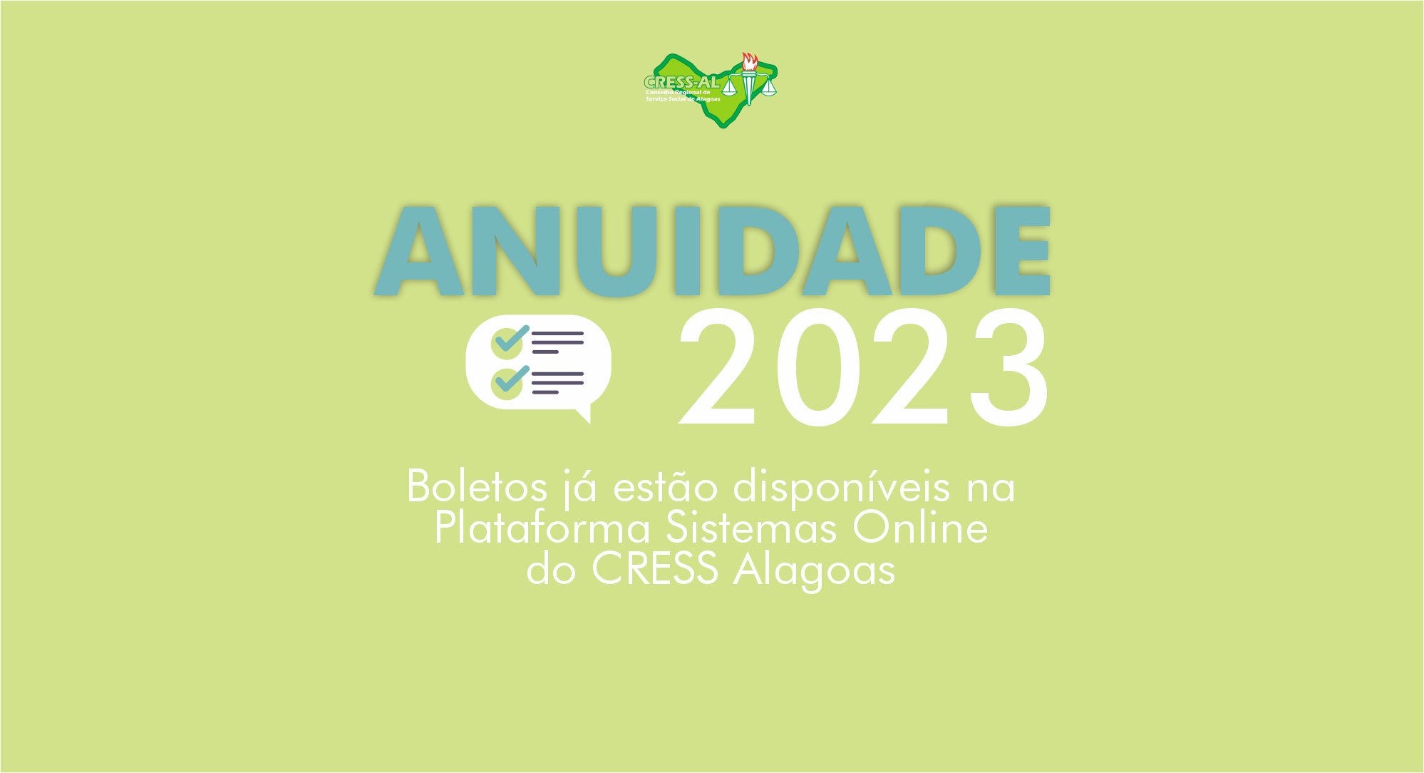 Anuidade 2023: boletos já estão disponíveis na Plataforma Sistemas Online do CRESS Alagoas