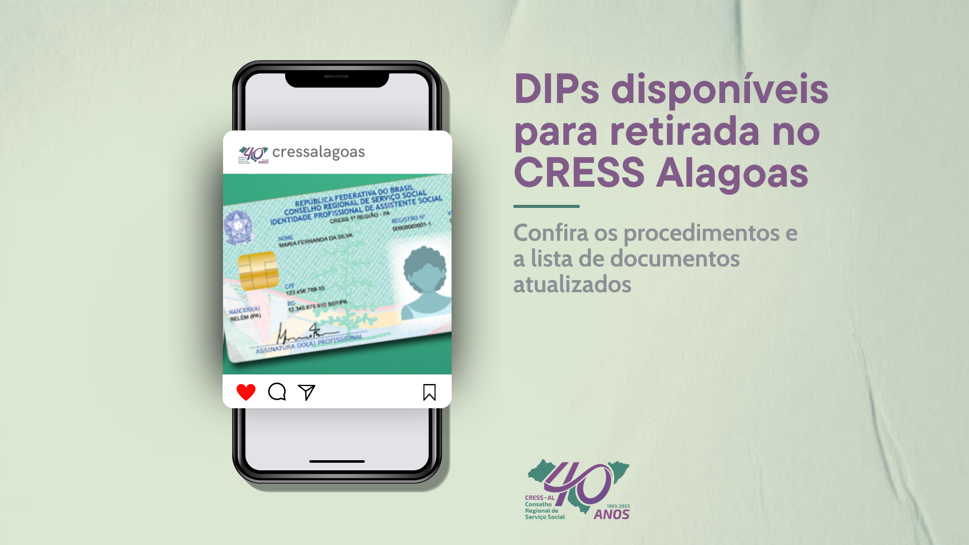CRESS Alagoas disponibiliza DIPs para retirada na sede do Conselho