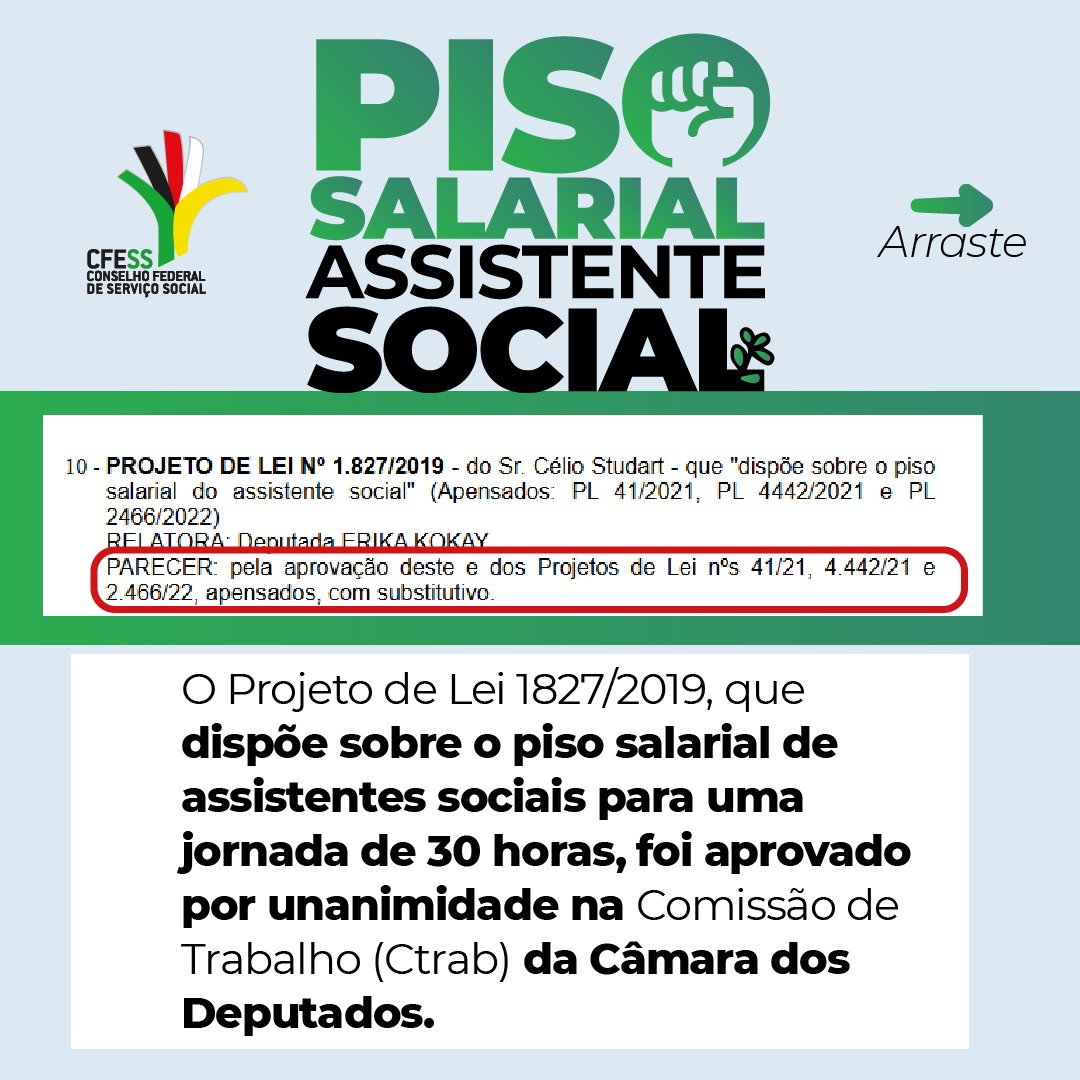PL do Piso Salarial de assistentes sociais avança na Câmara
