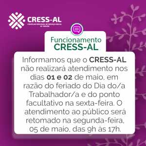 CRESS Alagoas publica processo de Dispensa de Licitação para Contratação de empresa especializada para Fornecimento de Alimentação