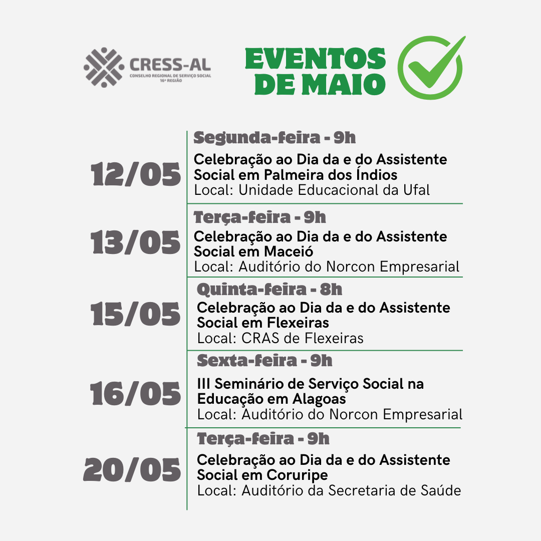 Atenção, assistentes sociais de Alagoas!