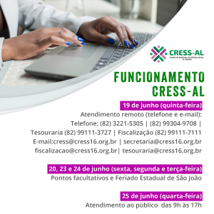 Funcionamento CRESS-AL - Junho