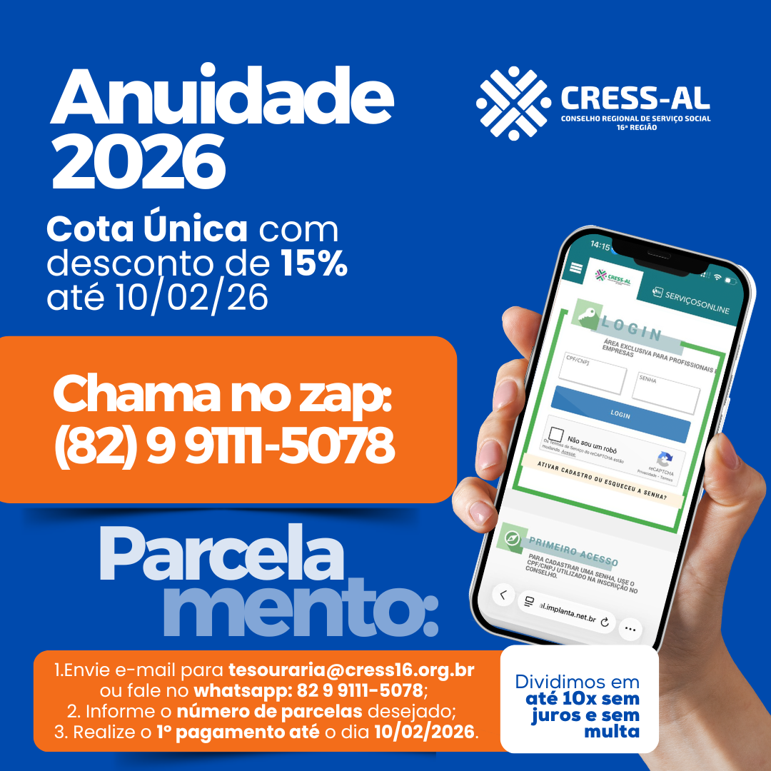 Anuidade 2026 – Valores e formas de pagamento