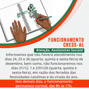 Comunicado sobre funcionamento do CRESS-AL nos feriados e pontos facultativos