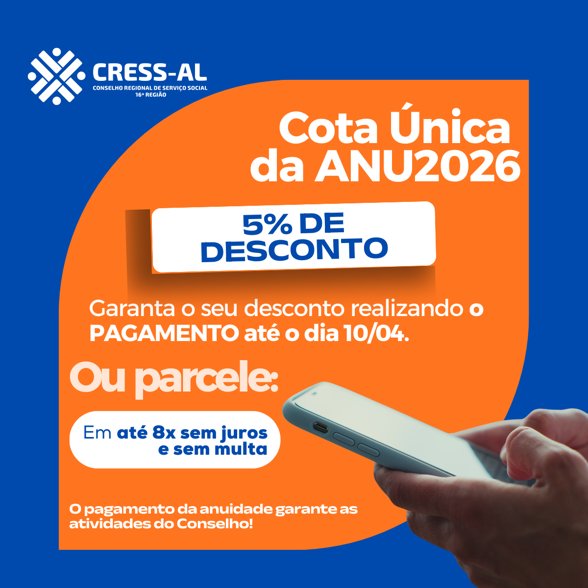 Garanta 5% de desconto na Cota Única ou parcele em até 8x sem juros e sem multa a ANU2026