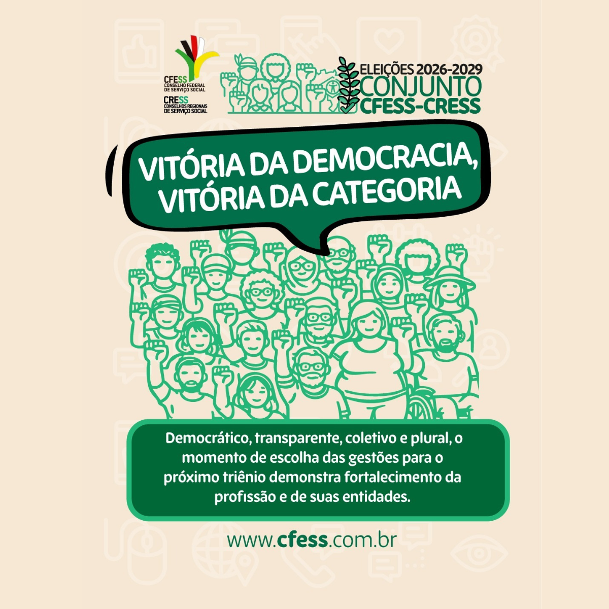Vitória da categoria, vitória da democracia do Conjunto CFESS-CRESS! Você já pode conferir o Resultado Final das Eleições 2026-2029!
