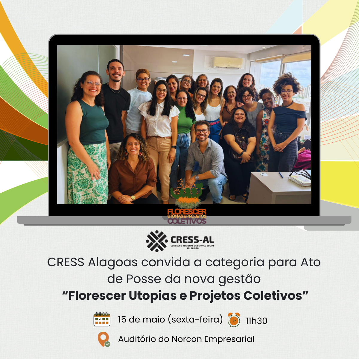 CRESS Alagoas convida a categoria para Ato de Posse da nova gestão “Florescer Utopias e Projetos Coletivos”